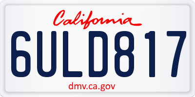CA license plate 6ULD817