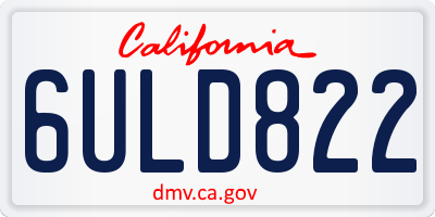 CA license plate 6ULD822