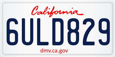 CA license plate 6ULD829