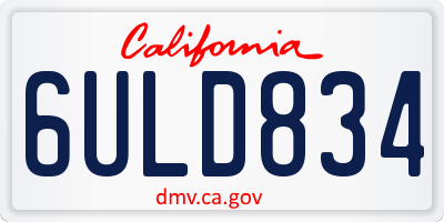 CA license plate 6ULD834
