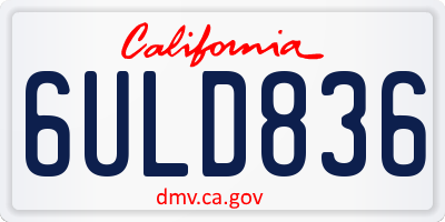 CA license plate 6ULD836
