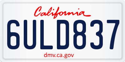 CA license plate 6ULD837