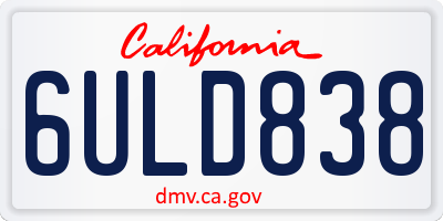 CA license plate 6ULD838