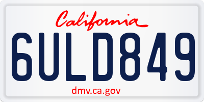 CA license plate 6ULD849