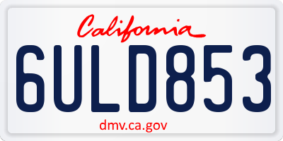 CA license plate 6ULD853