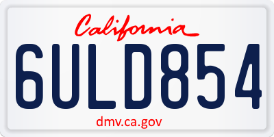 CA license plate 6ULD854