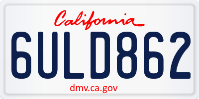 CA license plate 6ULD862