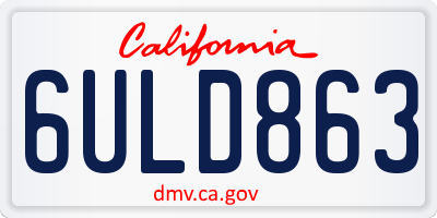 CA license plate 6ULD863
