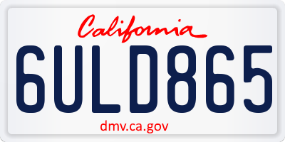 CA license plate 6ULD865