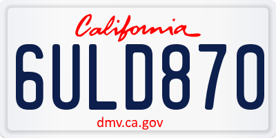 CA license plate 6ULD870