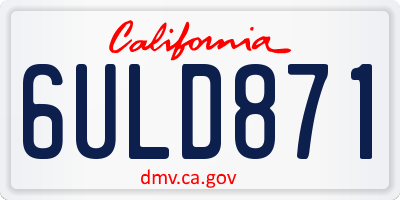 CA license plate 6ULD871
