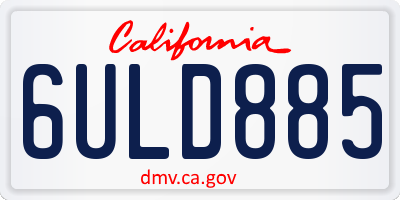 CA license plate 6ULD885