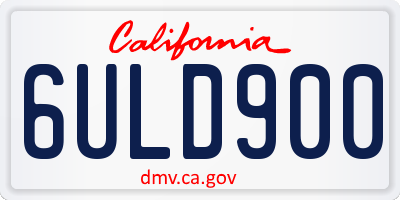 CA license plate 6ULD900