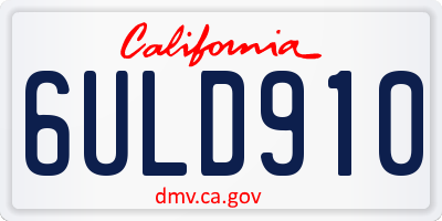 CA license plate 6ULD910