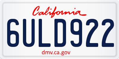 CA license plate 6ULD922