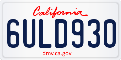 CA license plate 6ULD930