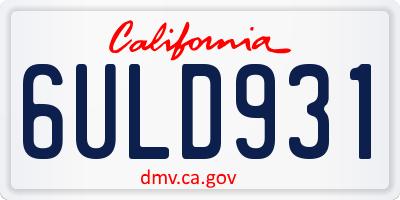 CA license plate 6ULD931