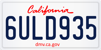 CA license plate 6ULD935