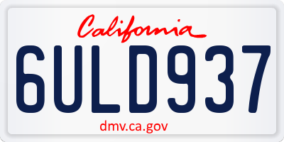 CA license plate 6ULD937