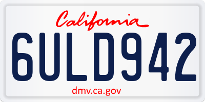 CA license plate 6ULD942