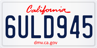 CA license plate 6ULD945
