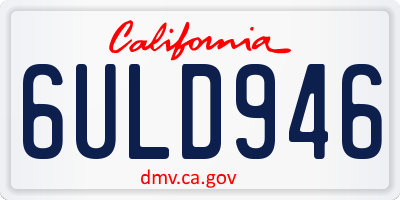 CA license plate 6ULD946