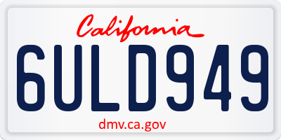 CA license plate 6ULD949