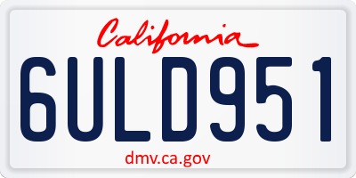 CA license plate 6ULD951