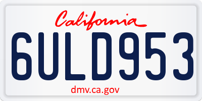 CA license plate 6ULD953