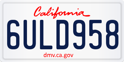 CA license plate 6ULD958
