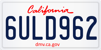 CA license plate 6ULD962