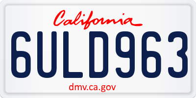 CA license plate 6ULD963