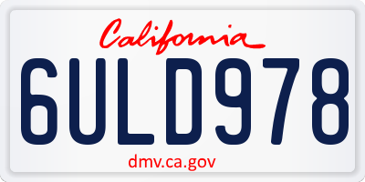 CA license plate 6ULD978