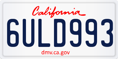 CA license plate 6ULD993