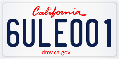 CA license plate 6ULE001