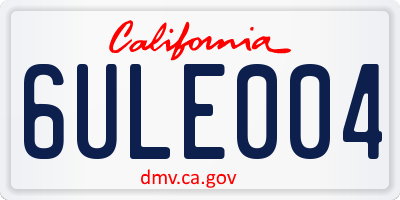 CA license plate 6ULE004