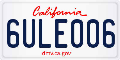 CA license plate 6ULE006