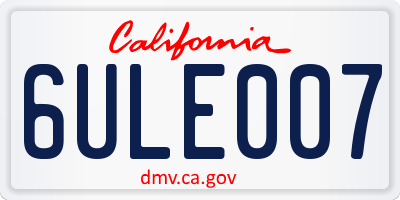 CA license plate 6ULE007