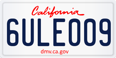 CA license plate 6ULE009