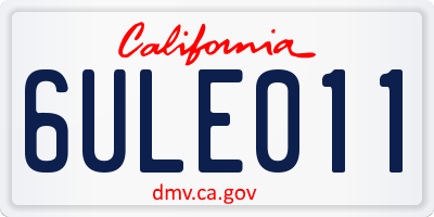 CA license plate 6ULE011