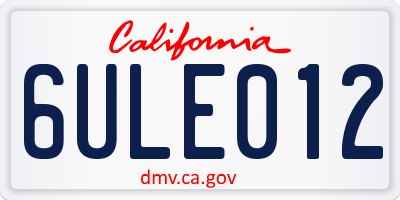 CA license plate 6ULE012