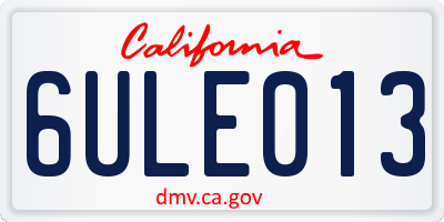 CA license plate 6ULE013
