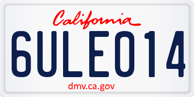 CA license plate 6ULE014