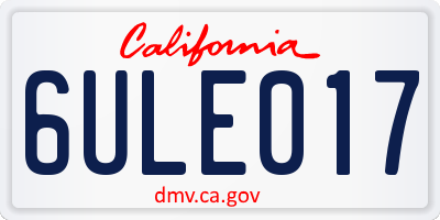 CA license plate 6ULE017