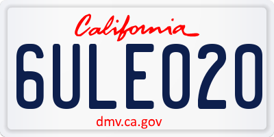 CA license plate 6ULE020