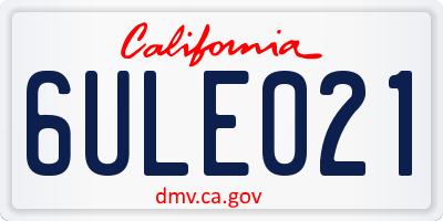 CA license plate 6ULE021
