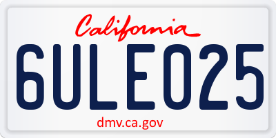 CA license plate 6ULE025