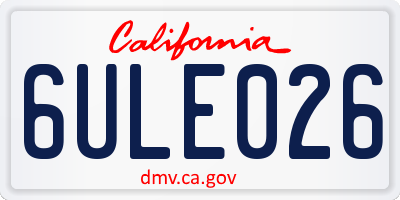 CA license plate 6ULE026