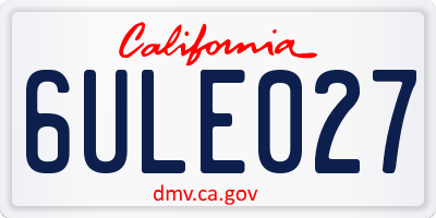 CA license plate 6ULE027