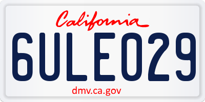 CA license plate 6ULE029